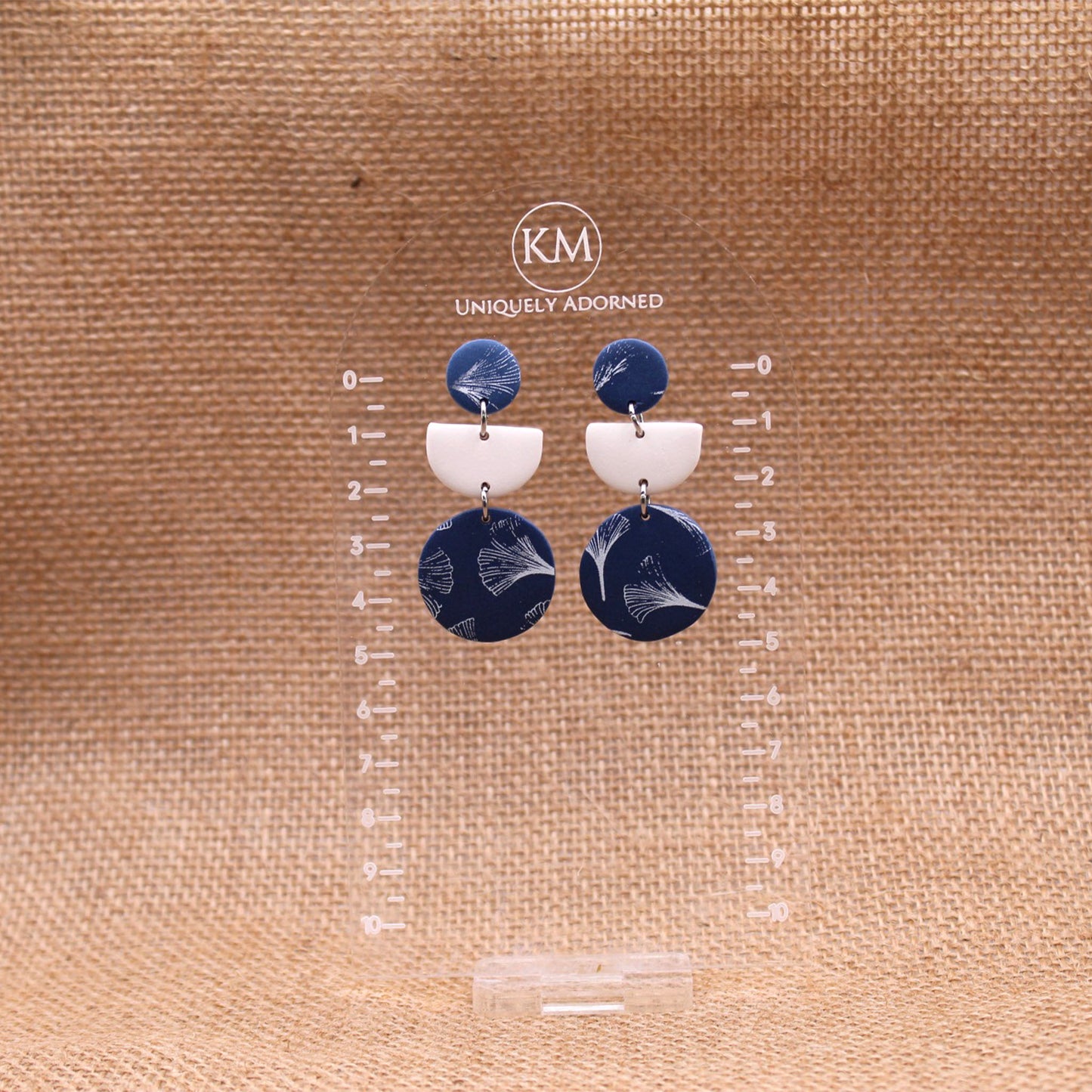 Ginko Dangle - Polymer Clay earrings & Studs | Genuine leather natural pearl jewelry - km-uniquely-adorned