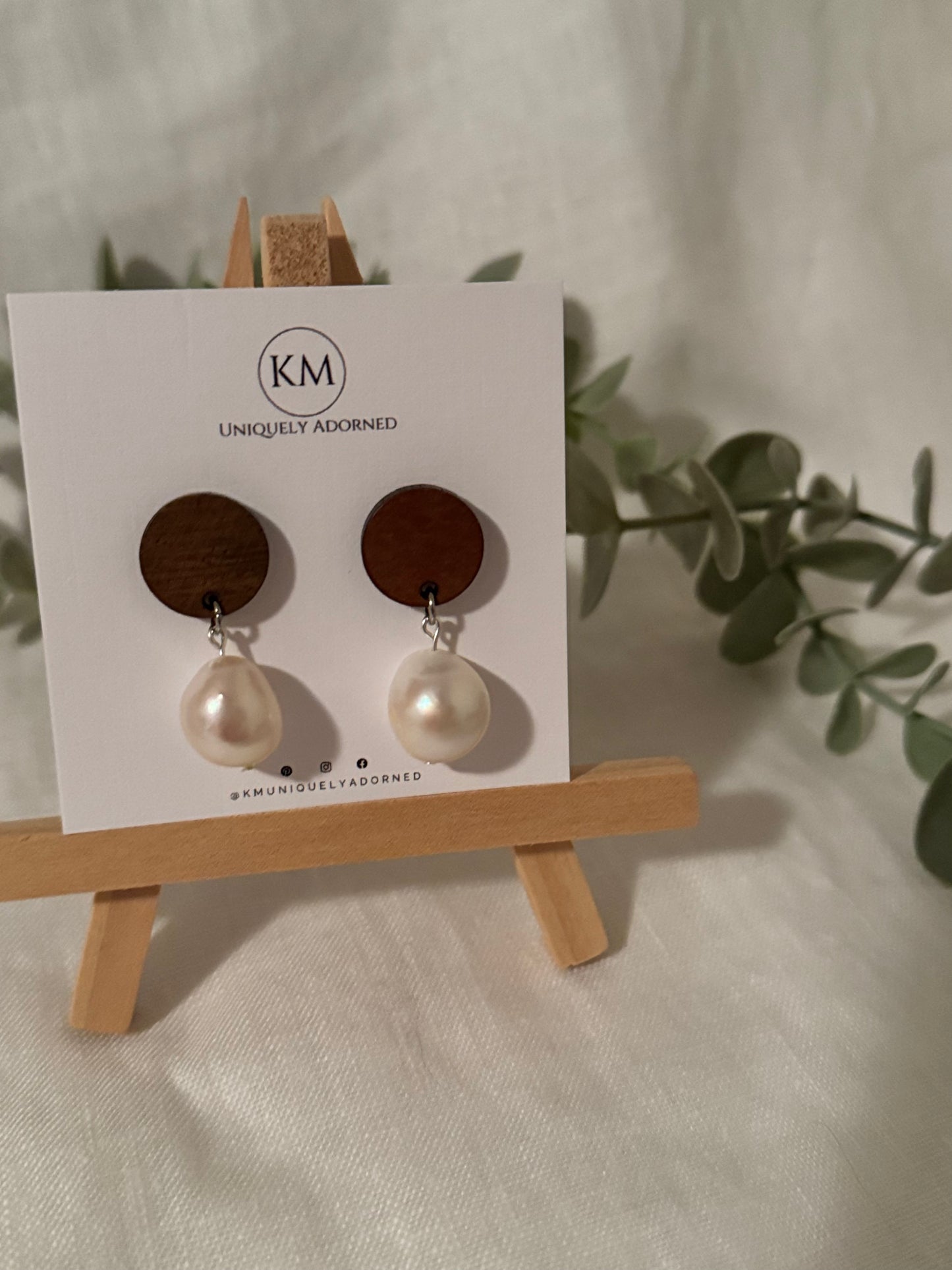 Wood Pearl Dangles