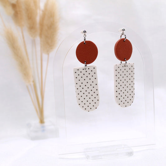 Finnley Dangle - Polymer Clay earrings & Studs | Genuine leather natural pearl jewelry - km-uniquely-adorned