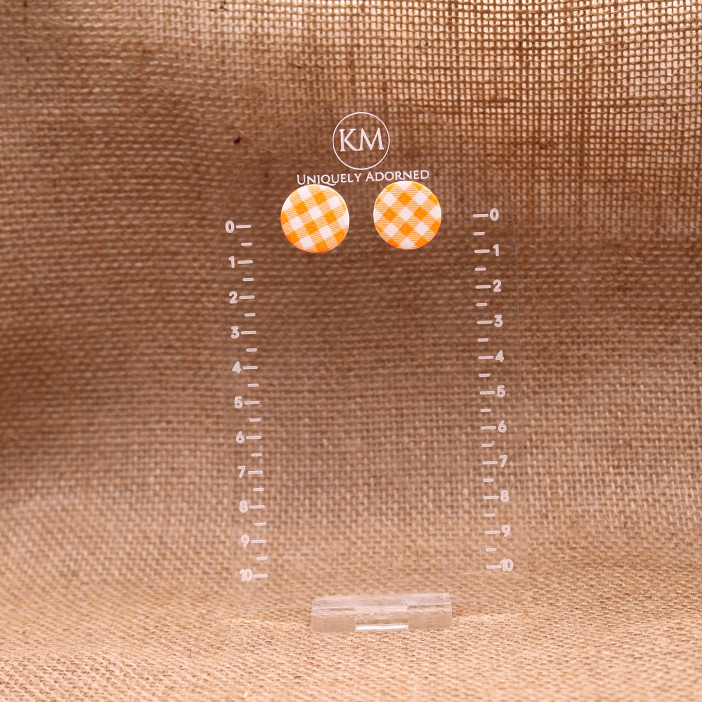 Gingham Stud - Polymer Clay earrings & Studs | Genuine leather natural pearl jewelry - km-uniquely-adorned