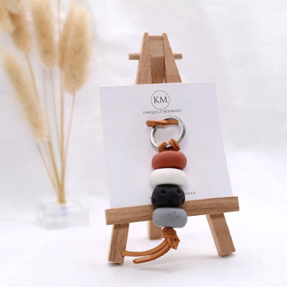 Tinley Keychain - Polymer Clay earrings & Studs | Genuine leather natural pearl jewelry - km-uniquely-adorned